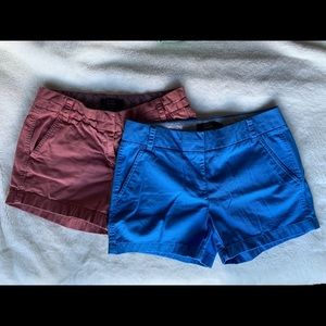 Women’s JCREW Chino shorts size 2, 1 blue and 1 burgundy rose